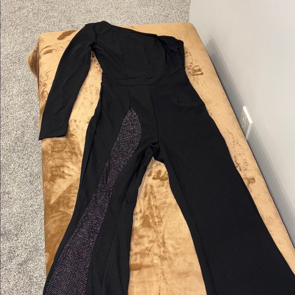 Elegant Black Jumpsuit with Glitter Detail